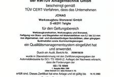 TÜV Zertifikat - DIN EN 9001 - ISO / TS 16949