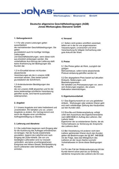Allgemeine Geschäftsbedingungen (AGB)